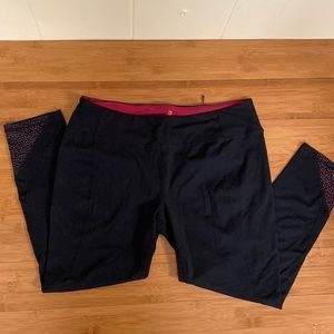 Tangerine black and cranberry workout capris